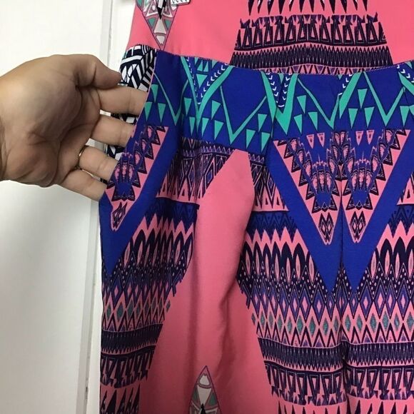 Mustard Seed Tribal Blue Pink Pleated Zip Pant S‎ - Picture 3 of 8